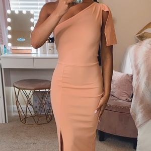 PEACH BODYCON COCKTAIL DRESS
